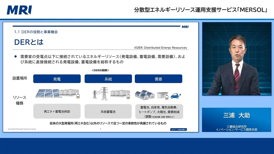 三菱総研Webセミナー】 分散型エネルギーリソース運用支援サービス